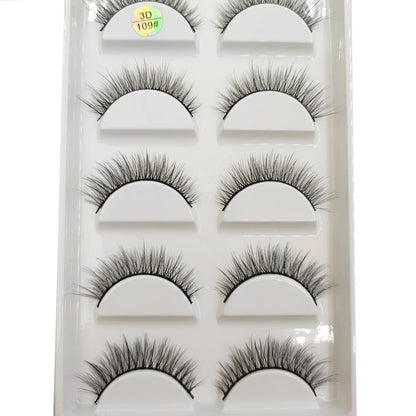Set of 15 Style 5 faux mink 3D false eyelashes by Blushimmer featuring natural, thick, wispy, soft makeup eyelash styles.