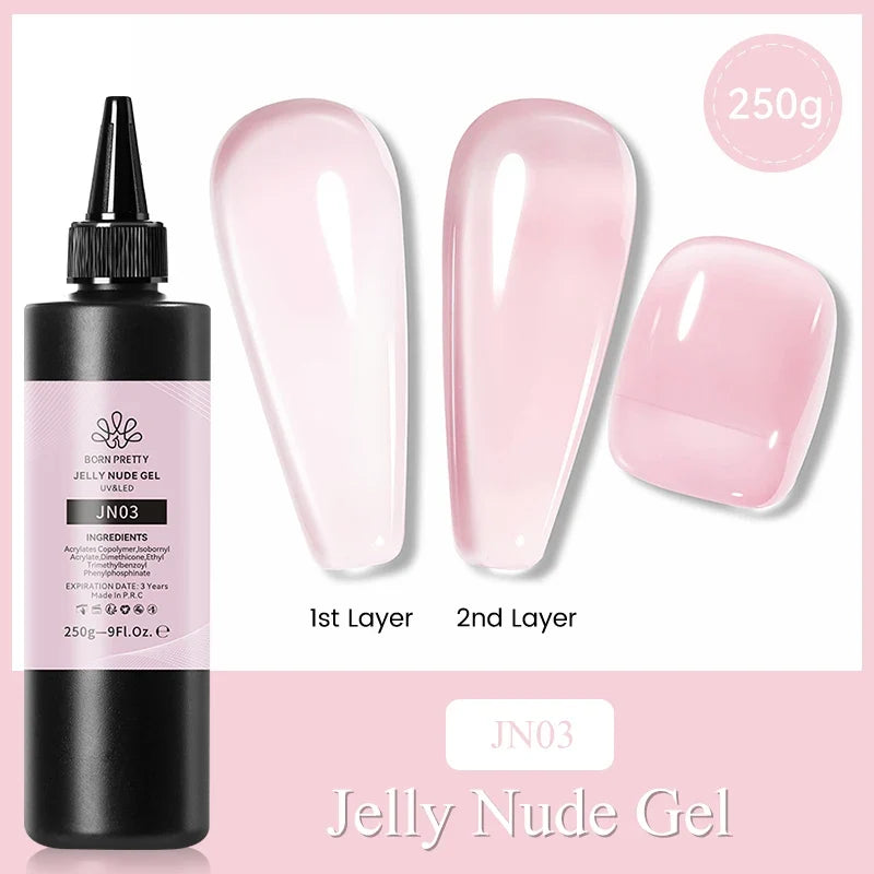 Blushimmer Born Pretty 250g black and white gel nail polish kit with semi-permanent jelly nude gel for UV and LED nails