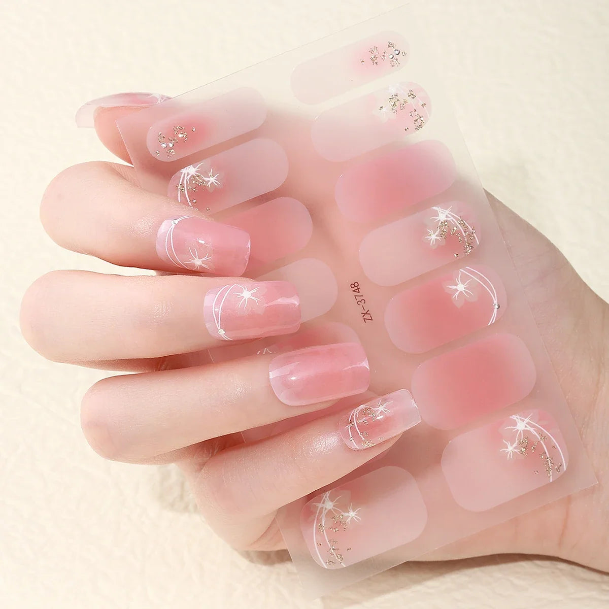 Blushimmer 14Tips DIY nail stickers featuring spring and summer flower designs, self-adhesive full cover nail decals.