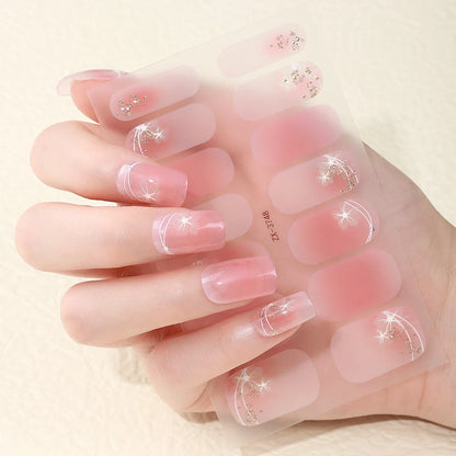 Blushimmer 14Tips DIY nail stickers featuring spring and summer flower designs, self-adhesive full cover nail decals.
