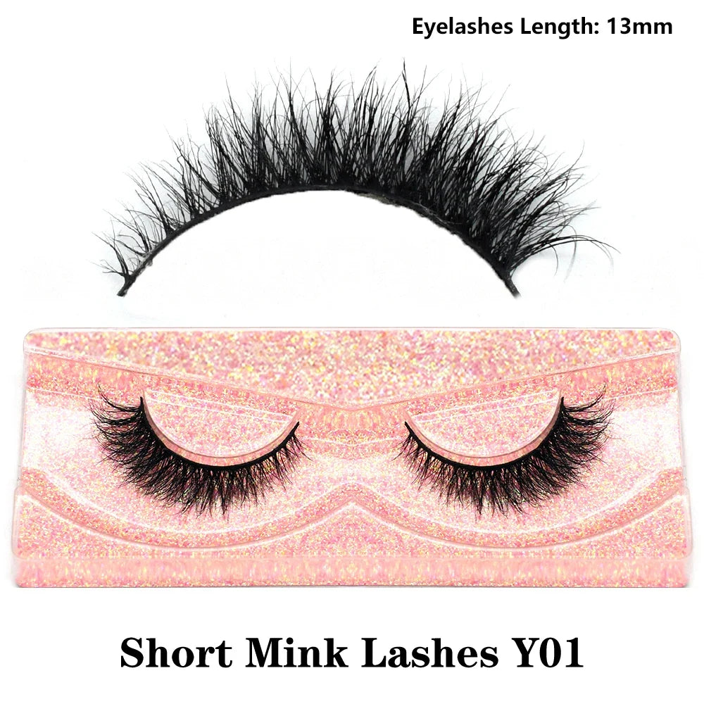 Blushimmer 3D Mink Fluffy Half False Eyelashes with clear band, natural and lightweight, reusable short eye strip lash extension.