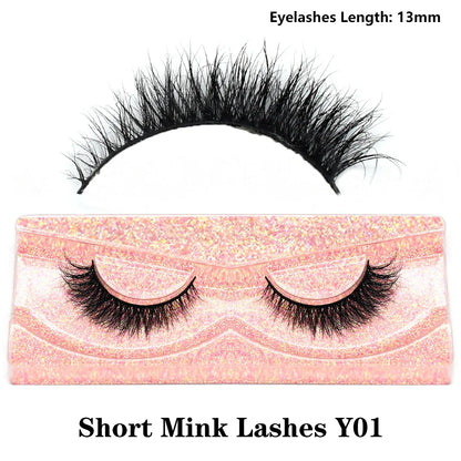 Blushimmer 3D Mink Fluffy Half False Eyelashes with clear band, natural and lightweight, reusable short eye strip lash extension.
