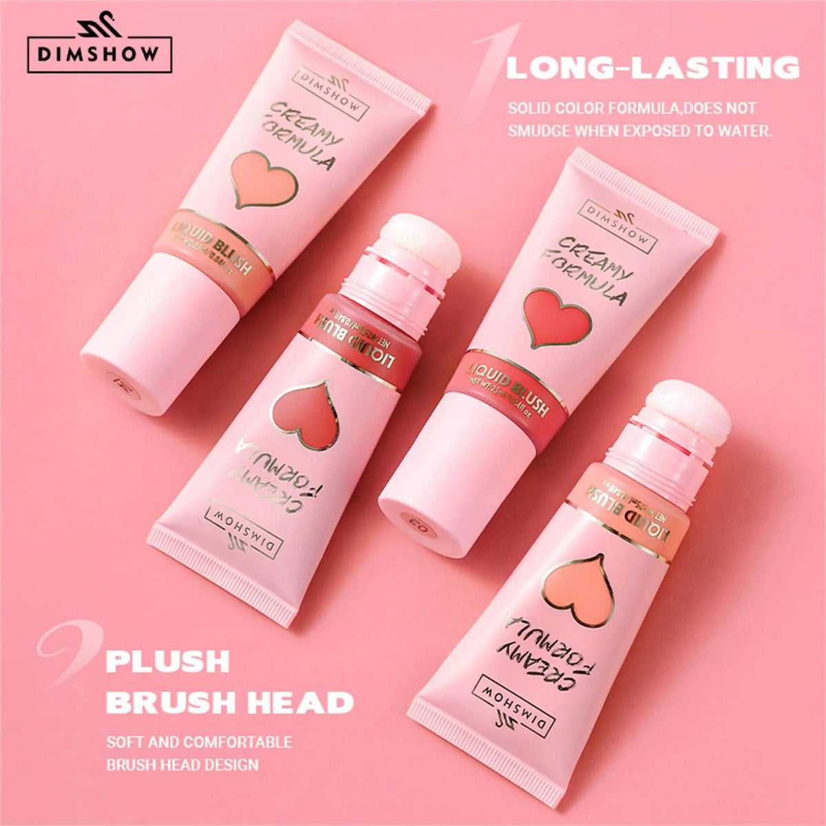 Blushimmer DIMSHOW 6-color velvet sponge head for lips and cheeks, featuring moisturizing water and easy-to-apply blush.