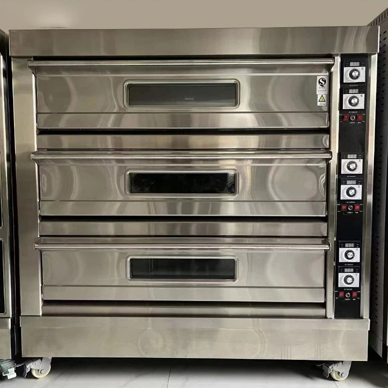 Oven Electric Commercial Large Capacity Timing Three Layer Six Plate Food Pizza Cake Bread Bakery Equipment Baking Furnace