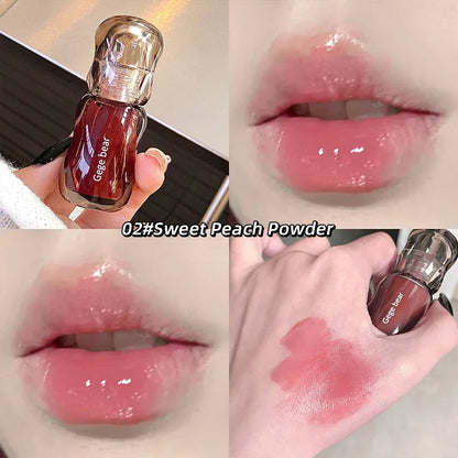Blushimmer Gege Bear Crystal Gloss Lip Tint in Autumn/Winter shade with mirror-gloss finish and hydrating, youthful plumping effect.