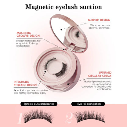 Handmade 3D mink magnetic false eyelashes set with tweezers, natural long look, reusable, ideal for makeup application by Blushimmer.