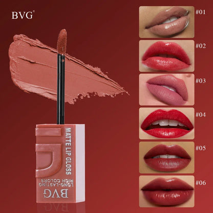 Multi-color matte lasting lip gloss lip gloss, non-greasy, non-fading, high-end warm colors, rich makeup liquid lipstick.