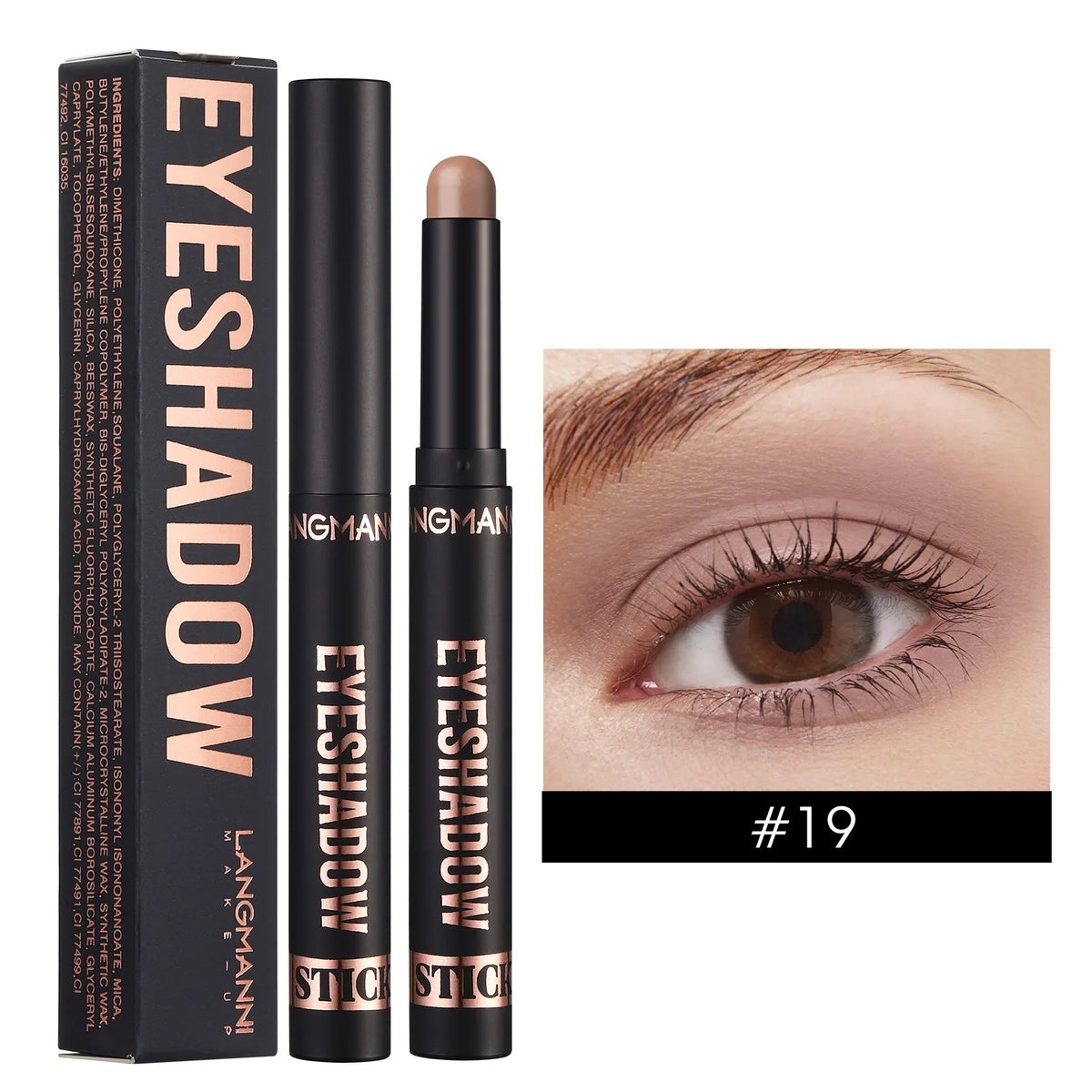 Blushimmer LANGMANNI 16-color pearl eyeshadow stick with waterproof, long-lasting color and face highlight feature.