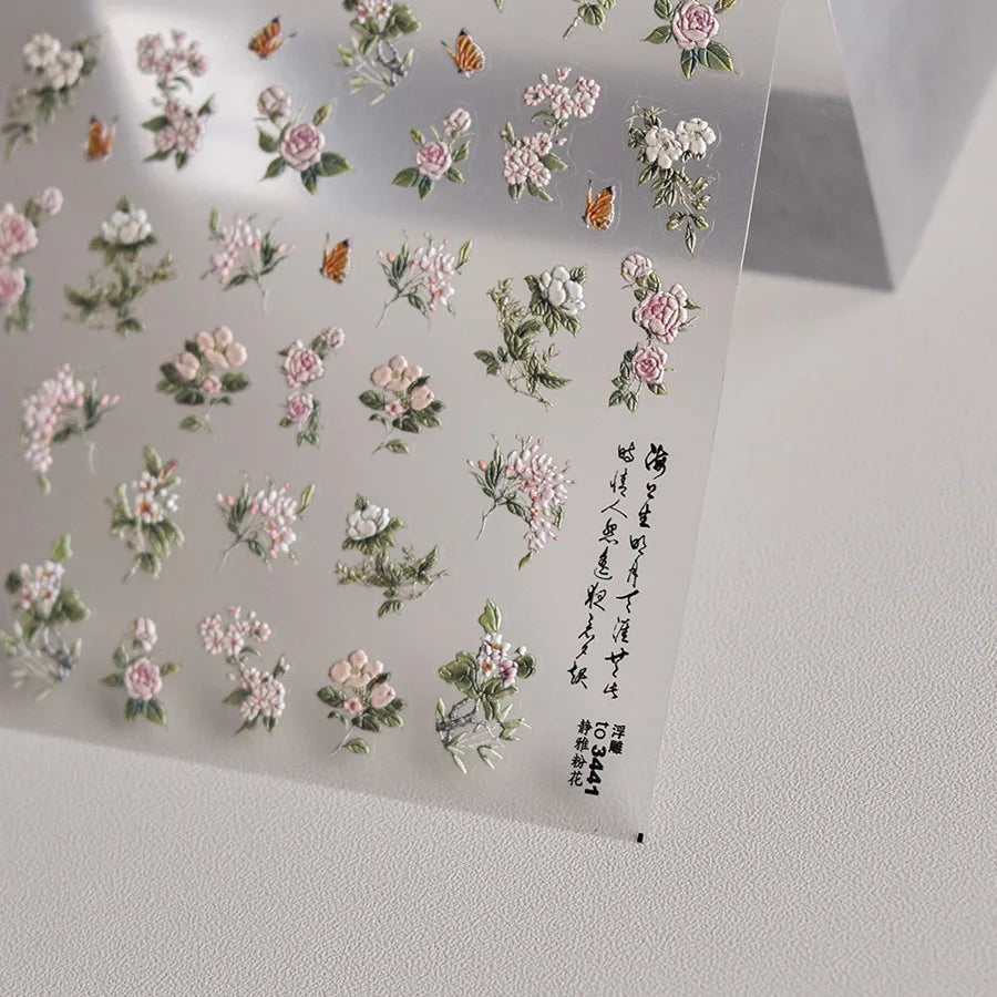 Blushimmer Dream Flower Window Shell Nail Art Stickers with Japanese floral design for decorative press-on nails