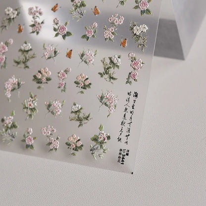 Blushimmer Dream Flower Window Shell Nail Art Stickers with Japanese floral design for decorative press-on nails