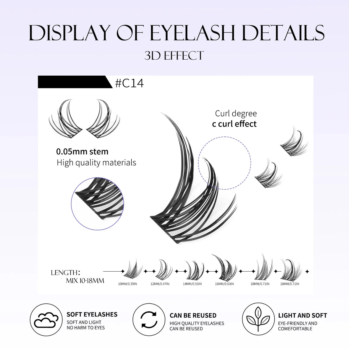 Blushimmer GROINNEYA eyelash clusters, 320 pcs, natural eyelash extension clusters with mixed volume tray lashes for volume and length.