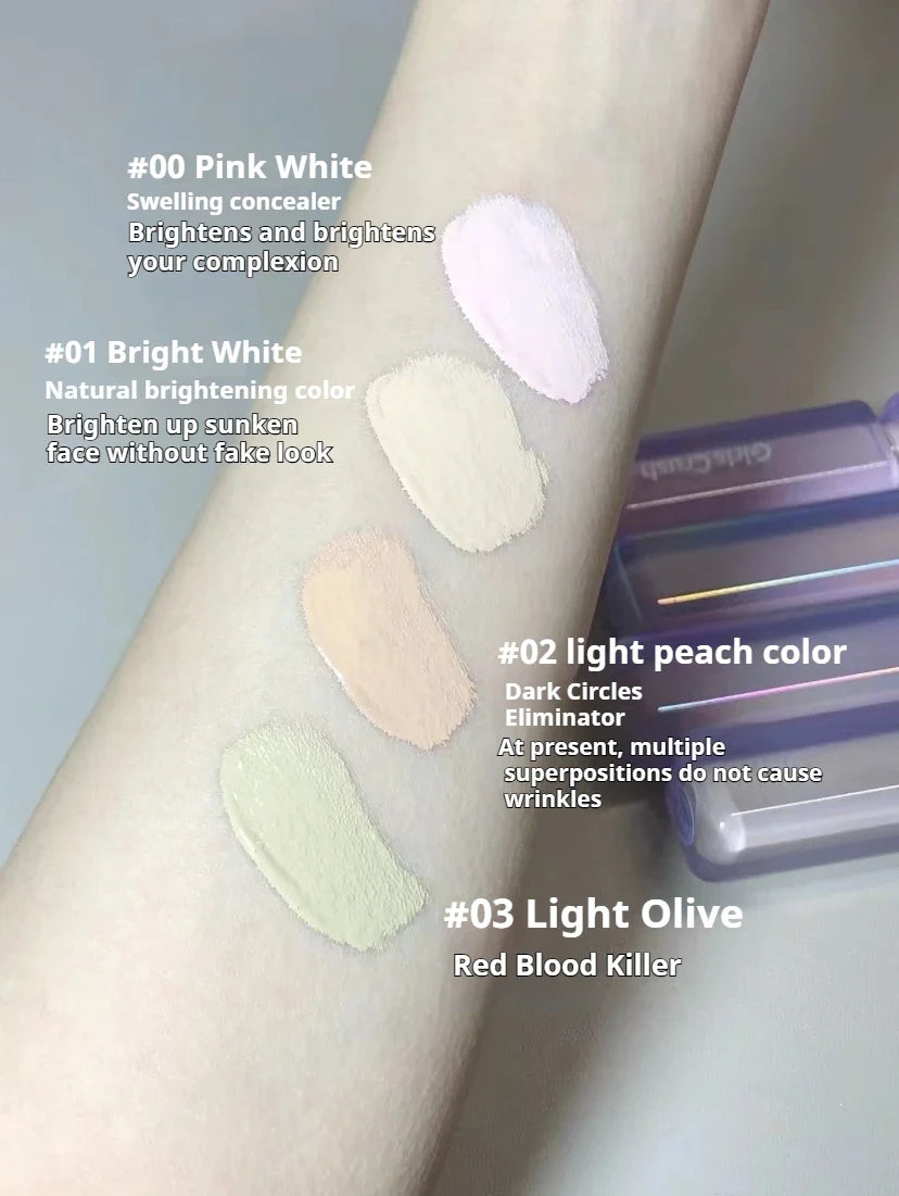 Blushimmer Girlscrush liquid concealer with brightening and moisturizing properties, applied on skin for a smooth, even finish.
