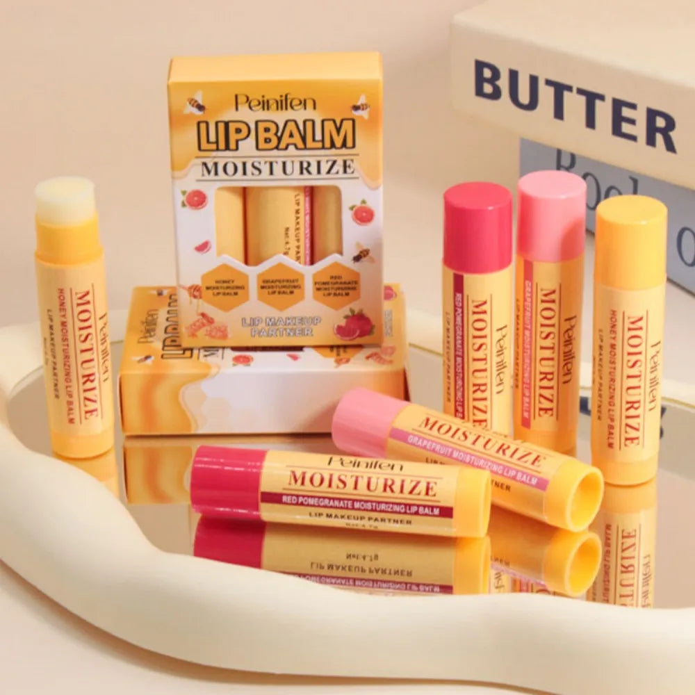 Blushimmer multi fruit flavors moisturizing lip balm set with hydrating base, perfect for daily lip care and Valentine's Day gift.