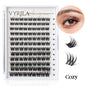 Blushimmer 3D wispy eyelash extension clusters with C curl, 0.1mm thin band, reusable natural eyelash clusters for DIY lash styling.