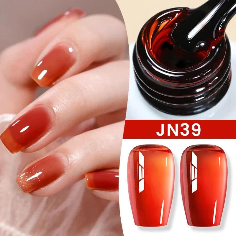 Blushimmer Born Pretty Jelly Nude Gel Nail Polish 10ml in light pink peach, translucent UV-cure gel for nail art at home
