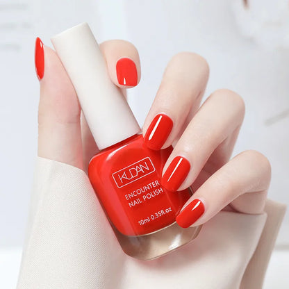 Blushimmer 10ml water-based nail polish bottle showing various vibrant semi-permanent nail varnish colors for DIY manicures