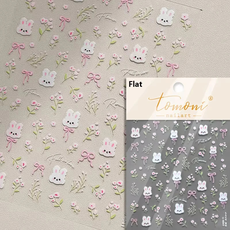 Brown kawaii bear nail art sticker from Blushimmer featuring self-adhesive Japanese cartoon animal decals for DIY nail decoration.