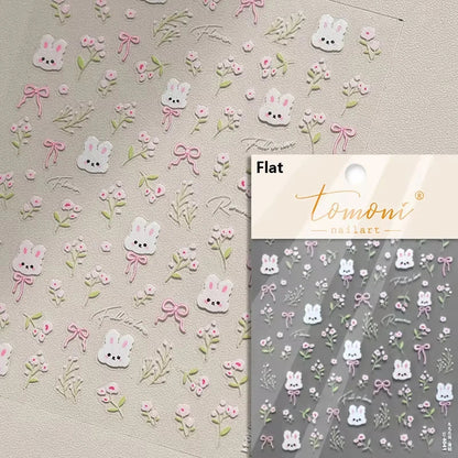Brown kawaii bear nail art sticker from Blushimmer featuring self-adhesive Japanese cartoon animal decals for DIY nail decoration.