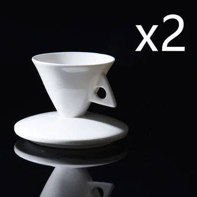 Artistic Creative Cone Espresso Coffee Mug And Tray Set Black Coffee Cup Demitasse For Cafe Bone China ESPRESSO SHOT Tea Tumbler