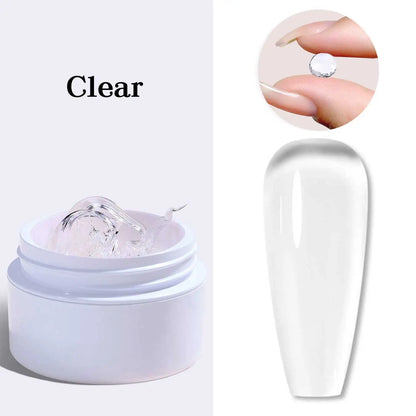 Blushimmer clear non-stick hand extension gel for 3D shaping and sculpting, UV/LED hard gel for DIY nail art and manicures.