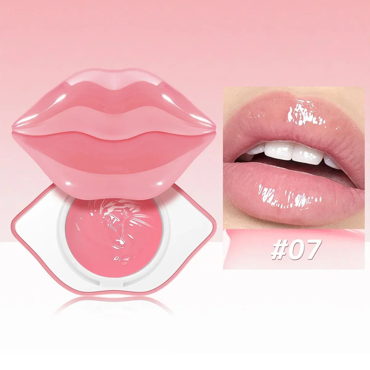 Blushimmer Korean Lip Sleeping Mask in a jar, hydrating overnight repair balm for dry, chapped lips, with a smooth gel texture.