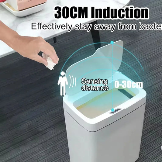 15L Smart Bathroom Trash Can with Lid Touchless Narrow Smart Sensor Garbage Bin for Home Kitchen Automatic Electronic Trash Bin