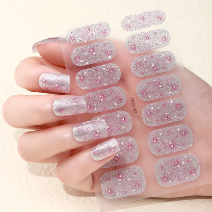 Blushimmer 14Tips DIY nail stickers with spring and summer floral designs, self-adhesive full cover nail decoration decal.