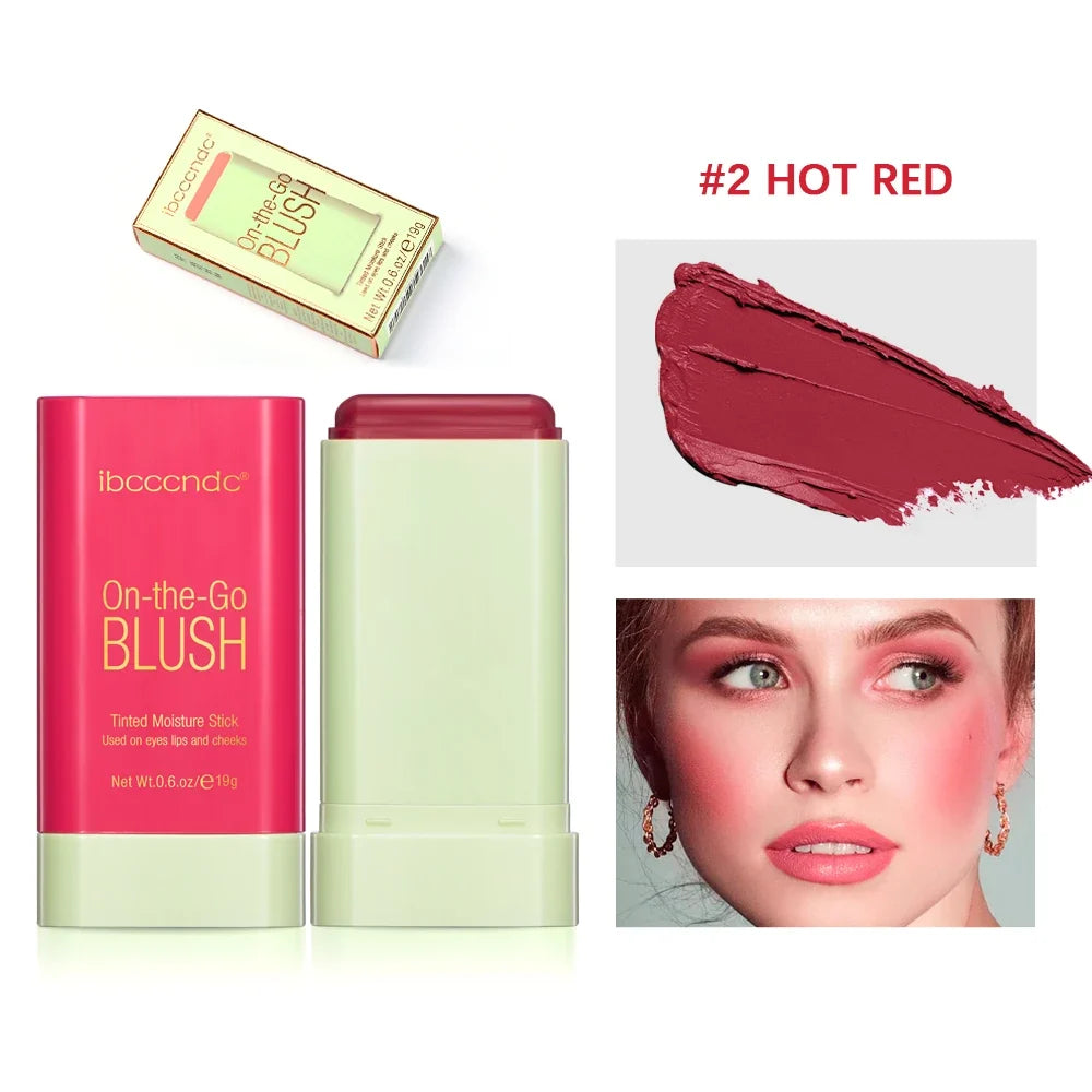 Blushimmer waterproof blush stick with bright pink color, creamy texture, and high pigmentation for a natural, radiant skin glow.