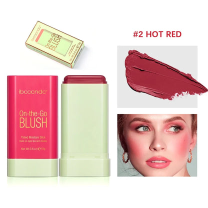 Blushimmer waterproof blush stick with bright pink color, creamy texture, and high pigmentation for a natural, radiant skin glow.