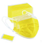 200-pack yellow disposable protective masks with 3-layer thick, breathable design, adjustable ear loops, and snug nose pads for comfortable wear