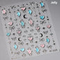 Colorful Cat's Eye 5D gradient European love heart gem nail art stickers with crystal geometric shape for manicure decoration.