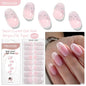 Blushimmer Harunouta 16-strip gradient red marble gel nail strips with gold line for DIY gel polish application on nails.