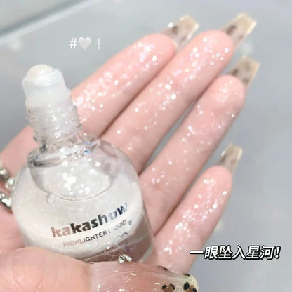kakashow Liquid Highlighter Diamonds Ball Highlights Shimmer Glow Brightening Glitter Multifunctional for Face Eyes And More