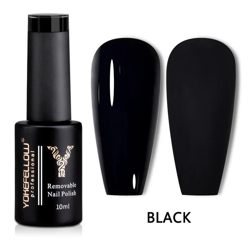 YOKEFELLOW 10ml nude pink gel nail polish by Blushimmer, showcasing translucent, glossy finish with a smooth, long-lasting UV gel appearance.