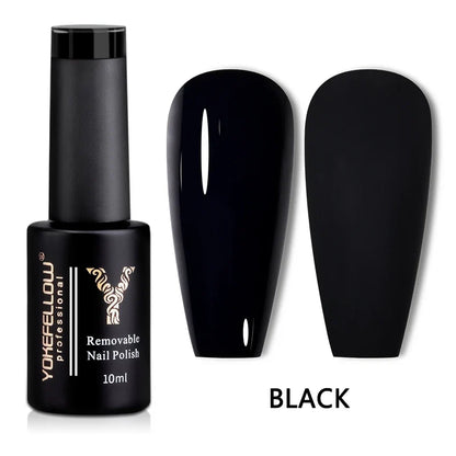 YOKEFELLOW 10ml nude pink gel nail polish by Blushimmer, showcasing translucent, glossy finish with a smooth, long-lasting UV gel appearance.