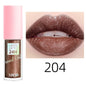 Blushimmer 18-color glitter lip gloss in a clear tube, showcasing a shimmering, moisturizing liquid lipstick with a doe-foot applicator.