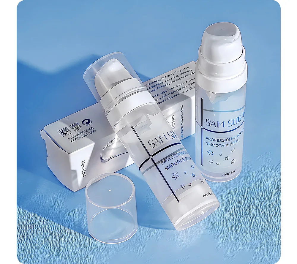 Blushimmer Sam Sugar invisible pore primer with hydrating, lightweight formula for oil control, moisture, and brightening skin.
