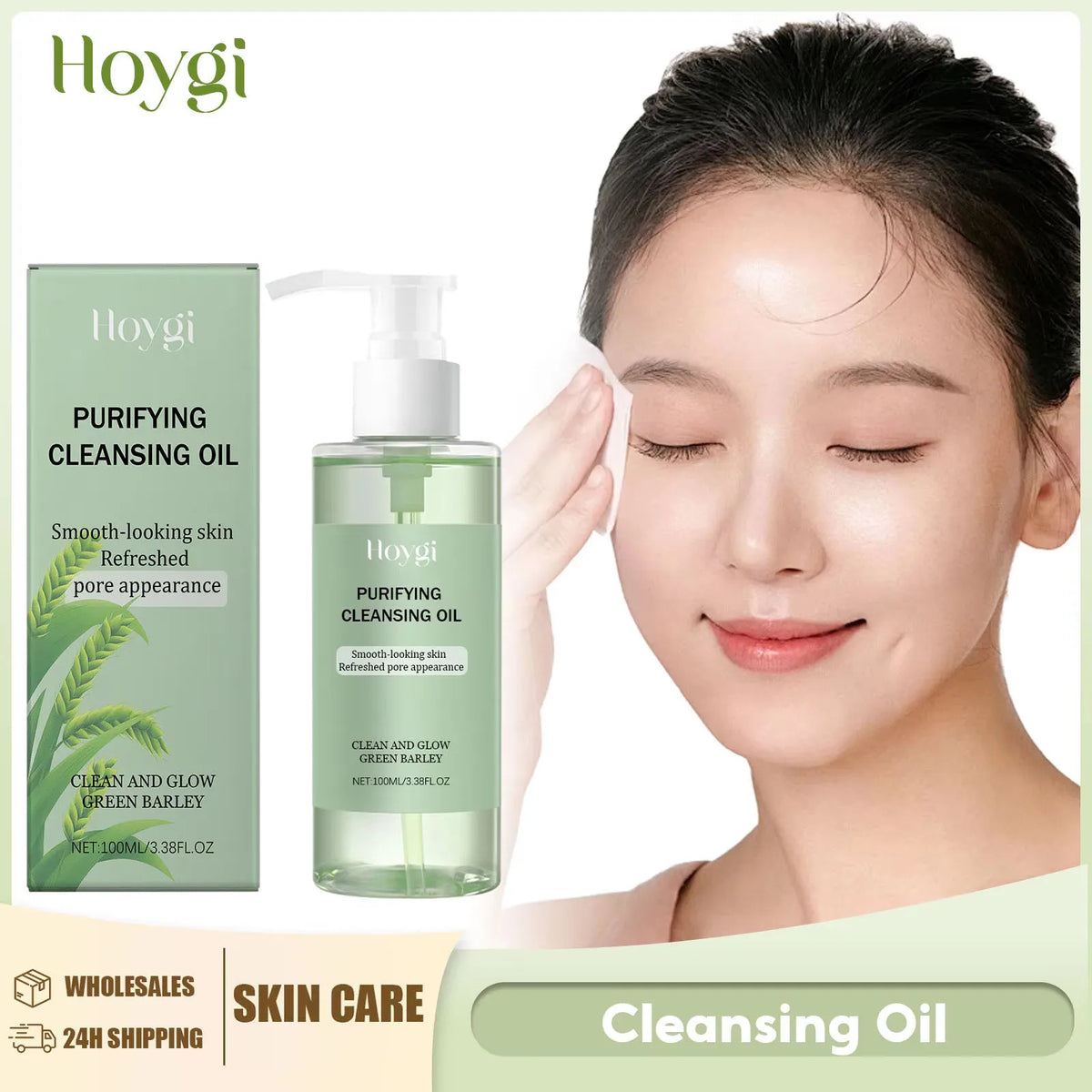 Blushimmer facial makeup removal oil with soothing, purifying formula for shrinking pores and removing blackheads, refreshing skin.