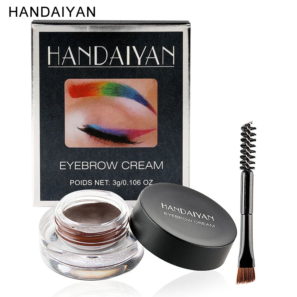 Blushimmer Handaiyan 12-color waterproof eyebrow cream and gel set with professional black eyebrow makeup tools.