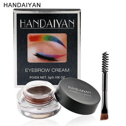 Blushimmer Handaiyan 12-color waterproof eyebrow cream and gel set with professional black eyebrow makeup tools.