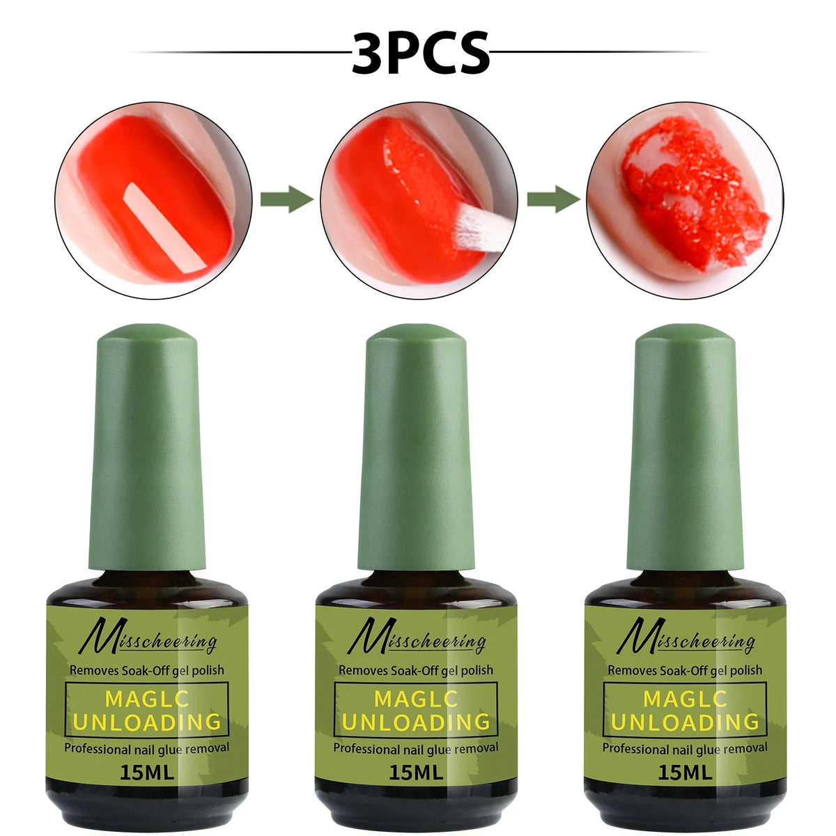 Misscheering 15ml Magic Fast Nail Gel Polish Remover Clean UV Soak Off Semi Permanent Varnish Nail Art Removal Tools Manicure