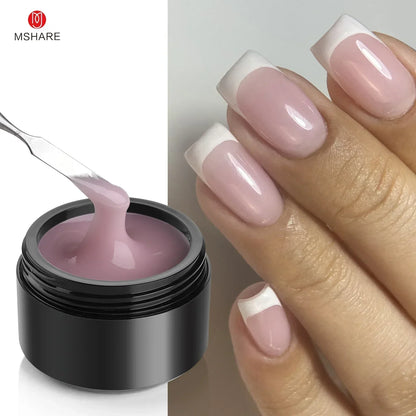 Blushimmer MSHARE 50ml pink gel builder for nail extensions, self-leveling UV/LED gel for natural-looking nail construction