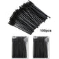 Set of 100 disposable eyelash extension brushes and spoolies by Blushimmer, micro lash mascara wands and combs for professional makeup application.