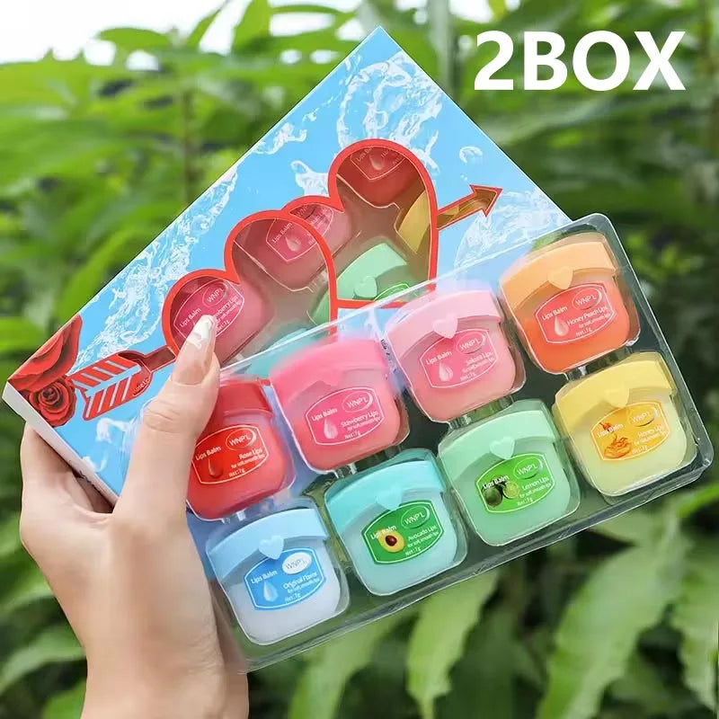Set of 4/6/8 Blushimmer Fruit Series lip balms for moisturizing, refreshing, and non-sticky lip care with vaseline for soft lips.