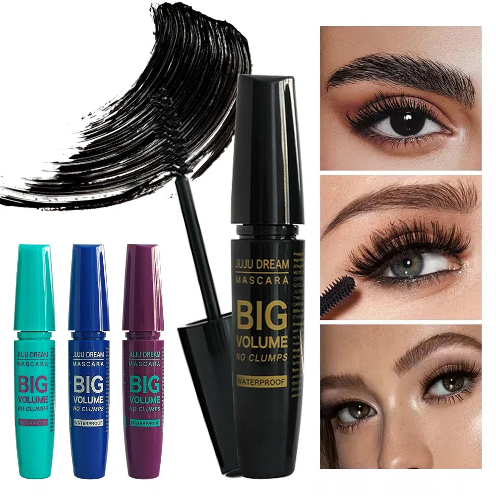 Juju Dream 4D Black Waterproof Fiber Mascara by Blushimmer, 5g full size tube with a wand applicator for dramatic lashes