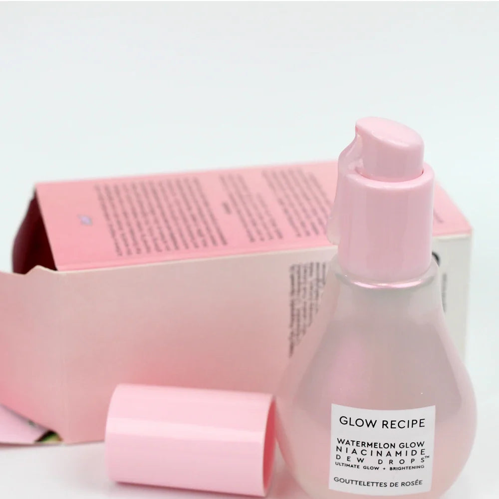 Blushimmer Watermelon Glow Niacinamide Dew Drops for glowing skin, makeup primer, pore minimizer, and niacinamide serum in 40ml bottle