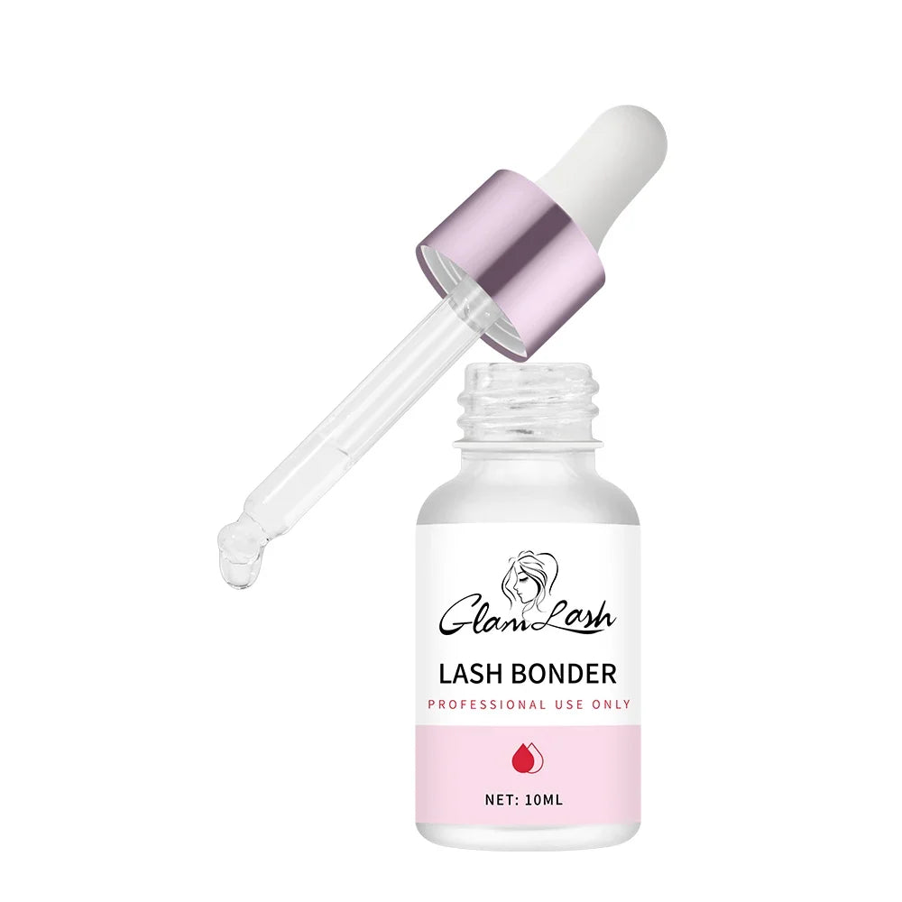 Blushimmer GLAMLASH Super Bonder eyelash extension fixing agent in a 10ml bottle, designed to help adhesion and lash primer application.