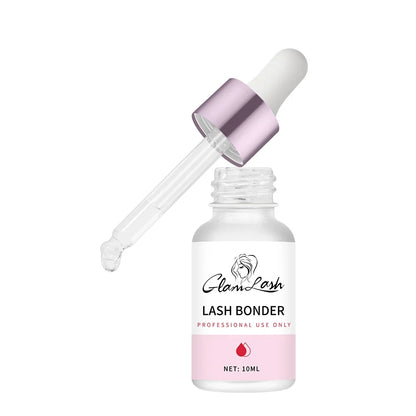 Blushimmer GLAMLASH Super Bonder eyelash extension fixing agent in a 10ml bottle, designed to help adhesion and lash primer application.