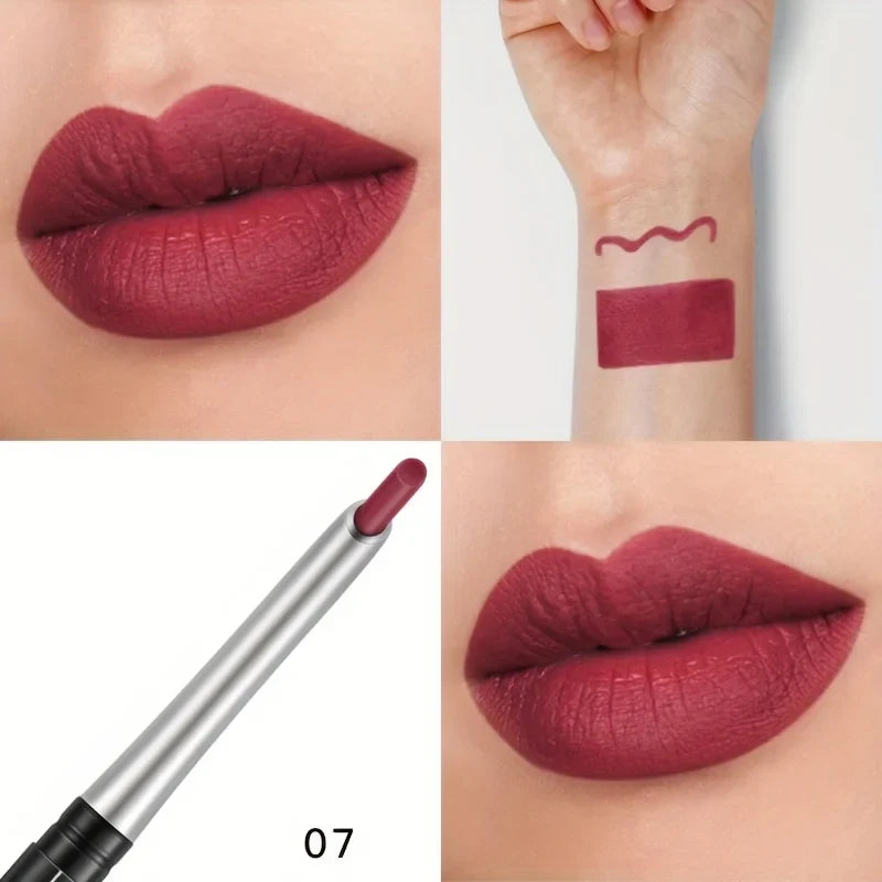 Blushimmer waterproof matte red lipliner pencil for long-lasting, moisturizing lip contour and tint application.