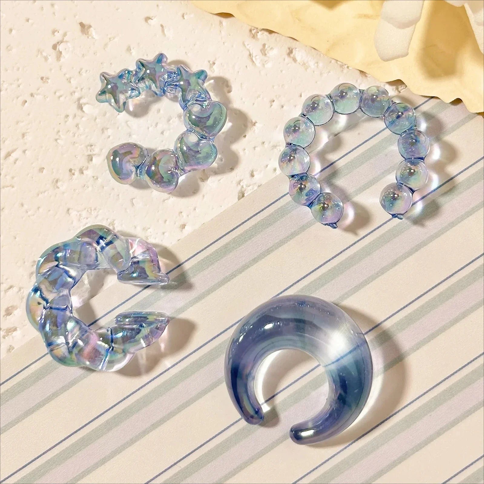 4PCS C-ring No Ear Hole Clip Earrings Ear Bone Clips Transparent Colorful Dopamine Simple High-end Earring Set Jewelry Wholesale